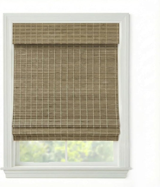 Cordless Woven Wood Roman Shades, 72W x 60H, Eastfield Ash, Sizes 20-72 Wide by FirstRateBlinds