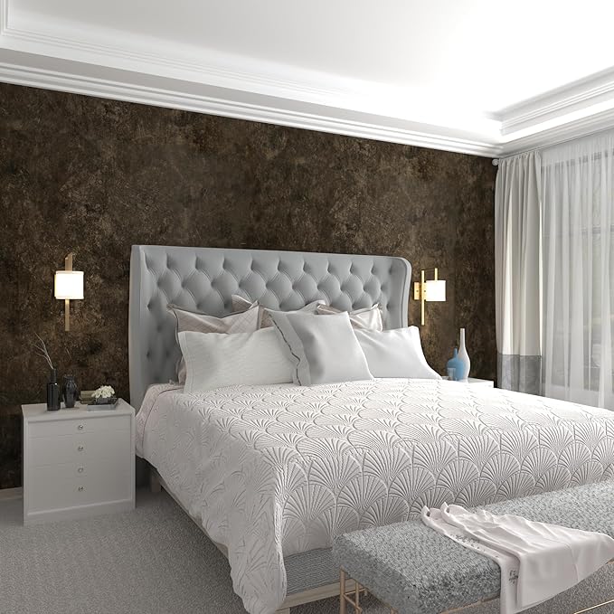 3yecao 16"×118" Thick Dark Tan Grey Concrete Wallpaper Peel and Stick Glossy - Image 6