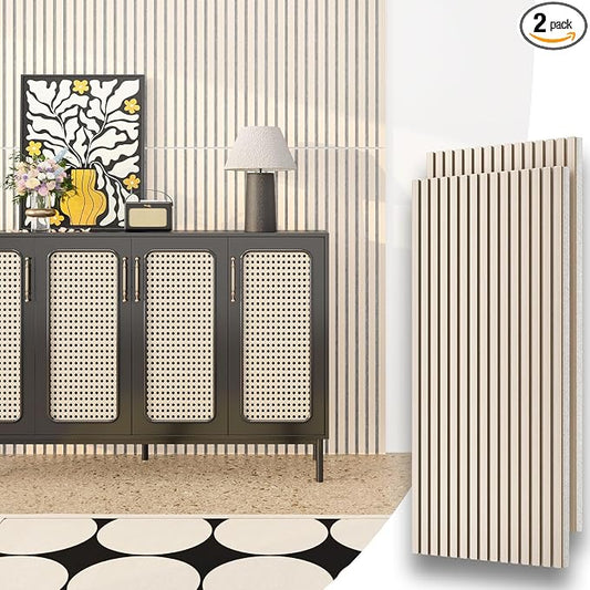 Wood Slat Acoustic Panels, 2 Pack 47.2" x 23.6"/ 120 x60cm Wood Wall Panels by HomeUpgradeMadeSimple
