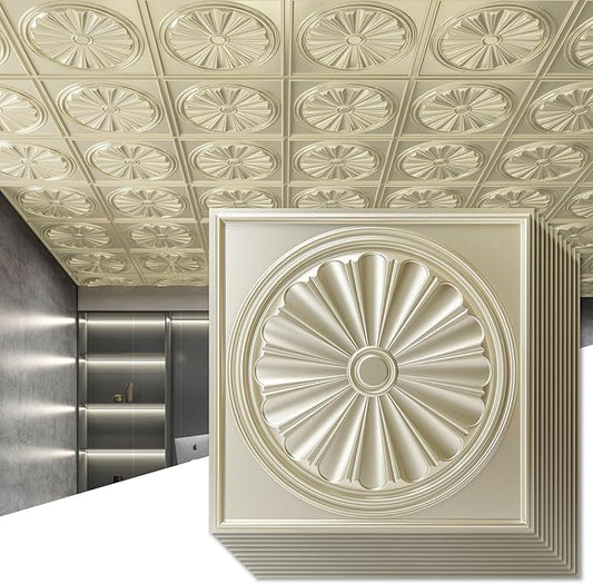 Art3dwallpanels Ceiling Tiles 12 Pack Drop Ceiling Tiles, 24 x 24 Inch High by Art3dwallpanels