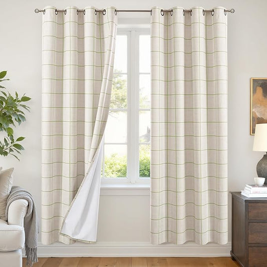 Lajode Sage Green Linen Blackout Curtains by Lajode