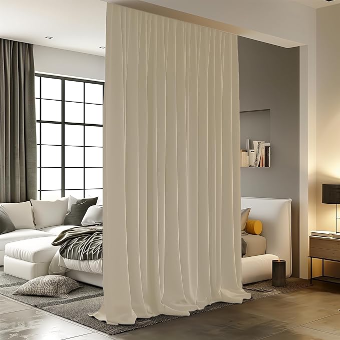 Room Divider Curtains for Ceiling Track Rod, Noise Reduction Privacy Curtain by RoomDarkning