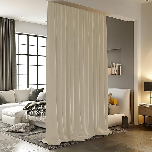 Room Divider Curtains for Ceiling Track Rod, Noise Reduction Privacy Curtain by RoomDarkning