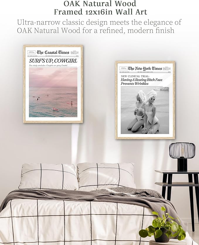 iHery Framed Trendy Coastal Cowgirl NewsPaper Wall Art Prints, New York News - Image 5