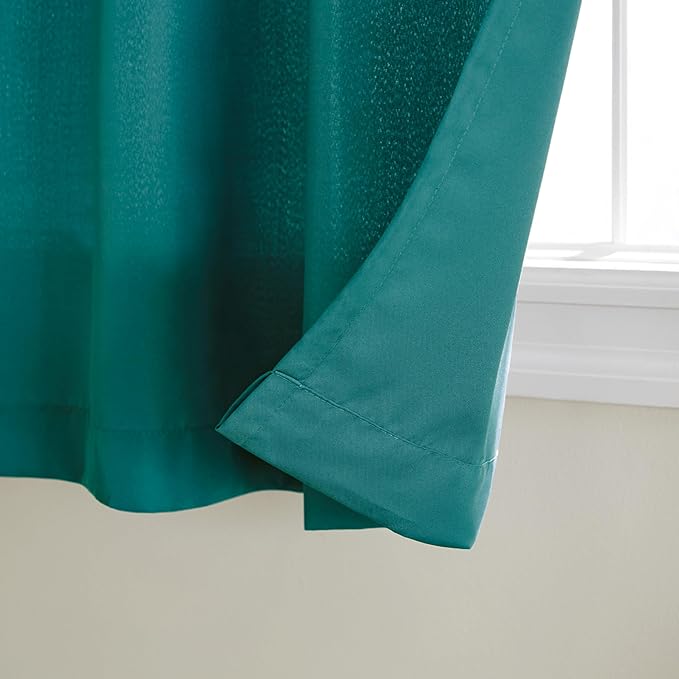 TOWN & COUNTRY BASICS Cabana Solid Heavyweight Indoor Outdoor Curtains, Light Filtering Opacity with Grommet Top, Water Repellent, 2-Pack Set, 54"x120", Dark Teal
