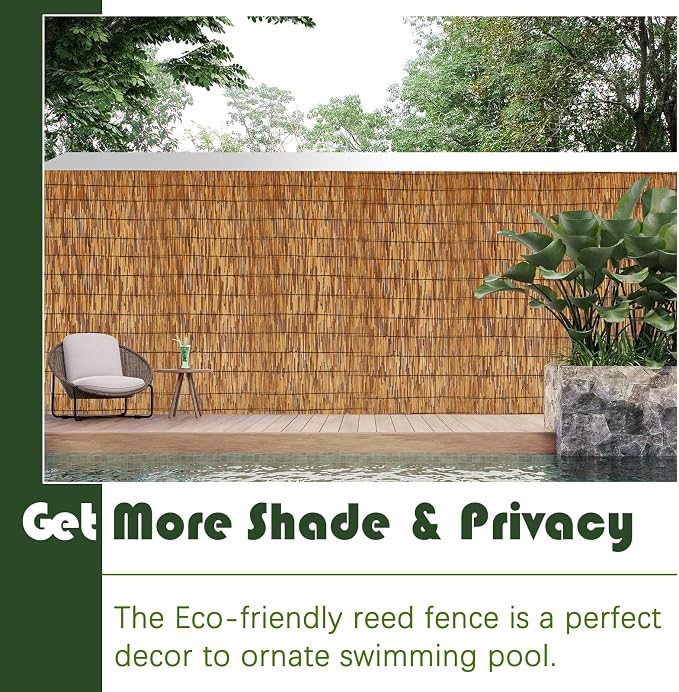 Barydat 3 Pcs 4 x 16.4 ft Reed Fence Roll, 85% Shade Bamboo Privacy Screen - Image 7
