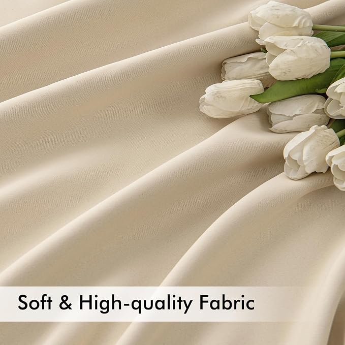 MIULEE Cream Beige Back Tab Light Blocking Curtains 104 Inch Length 2 Panels Set - Image 6