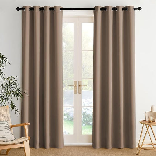 NICETOWN Room Darkening Draperies Curtains Panels, 2 Panels Cappuccino W52 x L84 by NICETOWN