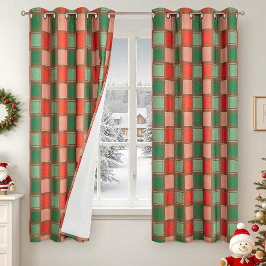 Lajode Plaid Curtains for Living Room 63 Inch Long by Lajode