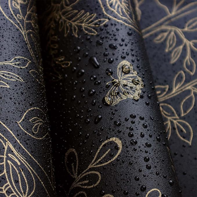 Froluya Black and Gold Wallpaper Peel and Stick Wallpaper 17.7"x118.1" Vintage - Image 4