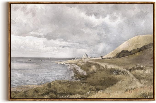 InSimSea Framed Canvas Wall Art, Large Coastal Painting, Vintage Decor by InSimSeaArt