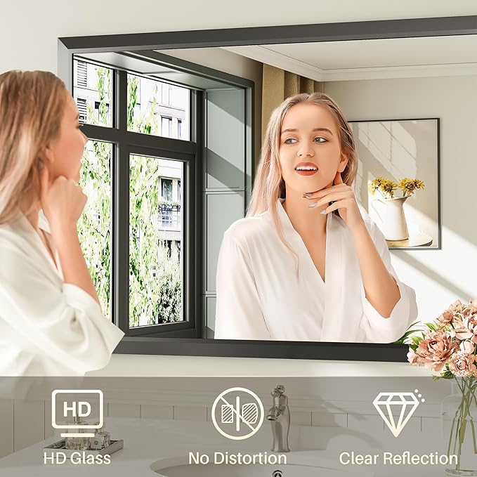 Briivue 48x36 Inch Black Bathroom Mirror - Image 4