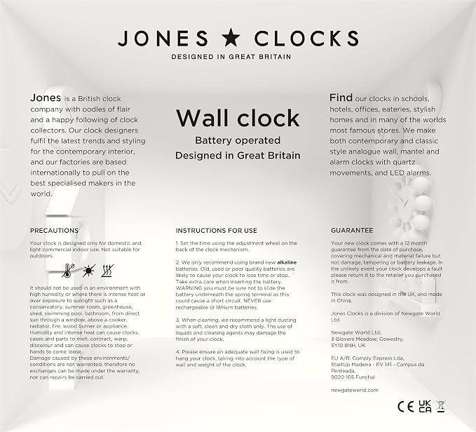 JONES CLOCKS® Movie wall Clock | Retro Rectangular Clock | 10 inch | Gray | - Image 8