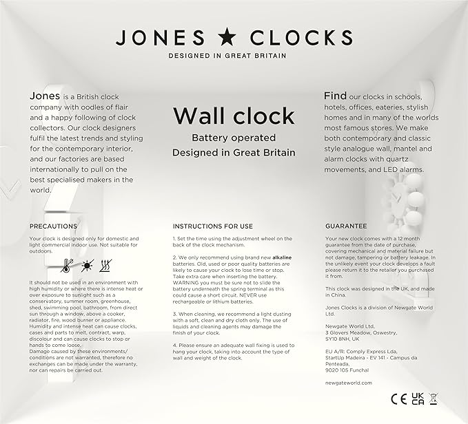 JONES CLOCKS® Movie Wall Clock | Retro Rectangular Clock | 10 inch | White | - Image 8