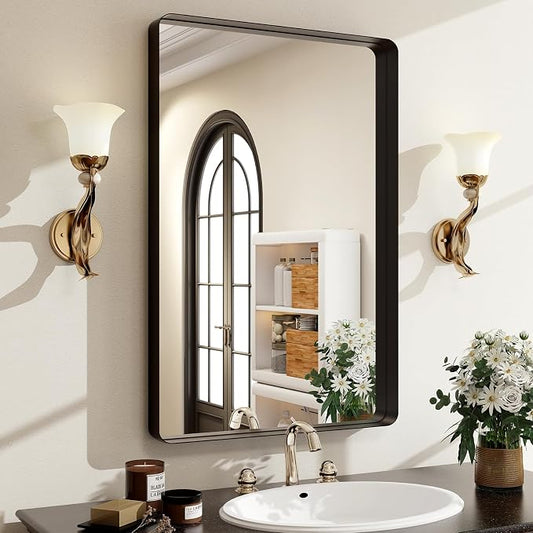 36x24 Inch Black Bathroom Mirror by EASLY