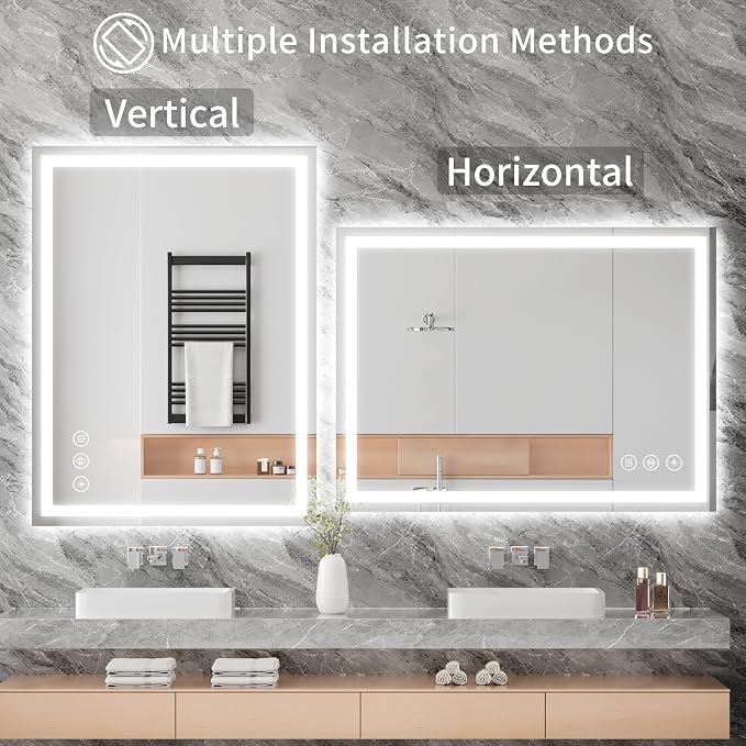 Koonmi 32"x24" LED Mirror for Bathroom, 90CRI Anti-Fog Vanity Mirror - Image 7