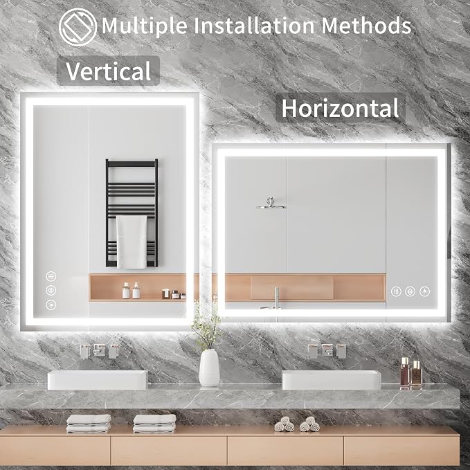 Koonmi 48"x32" LED Mirror for Bathroom, 90CRI Anti-Fog Vanity Mirror - Image 7