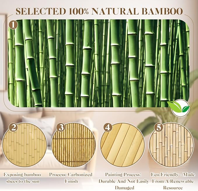 Juexica 1 Pcs Natural Bamboo Wall Panel - Image 3