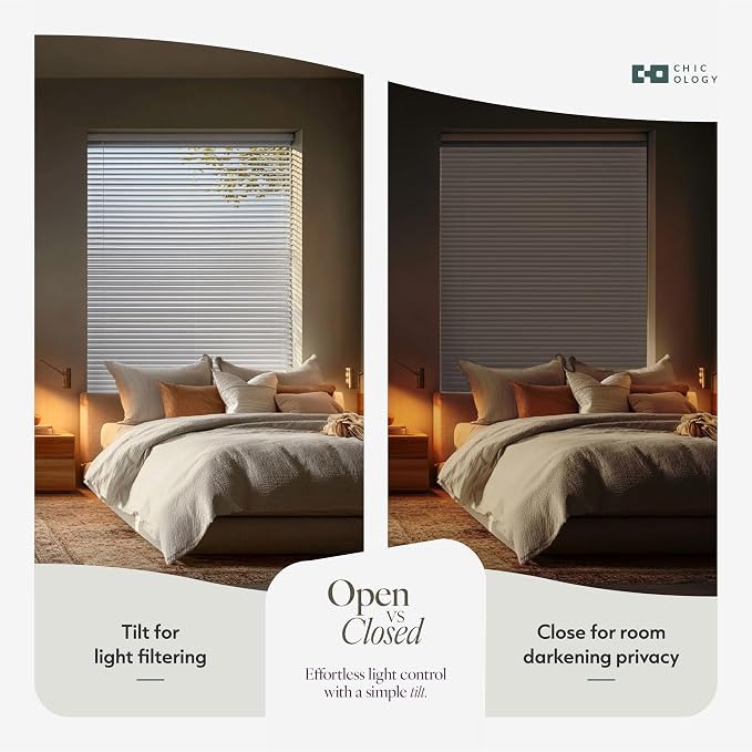 CHICOLOGY Cordless Mini Blinds for Indoor Windows, 38.25" W x 60" H, Light - Image 6