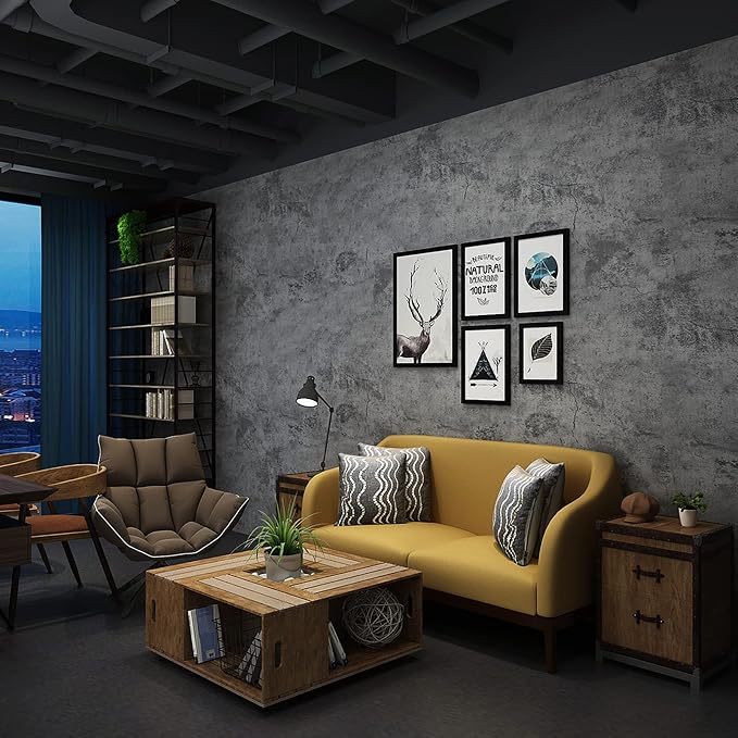3yecao 24"×354" Thick Grey Blue Concrete Wallpaper Peel and Stick 3D Wide - Image 3