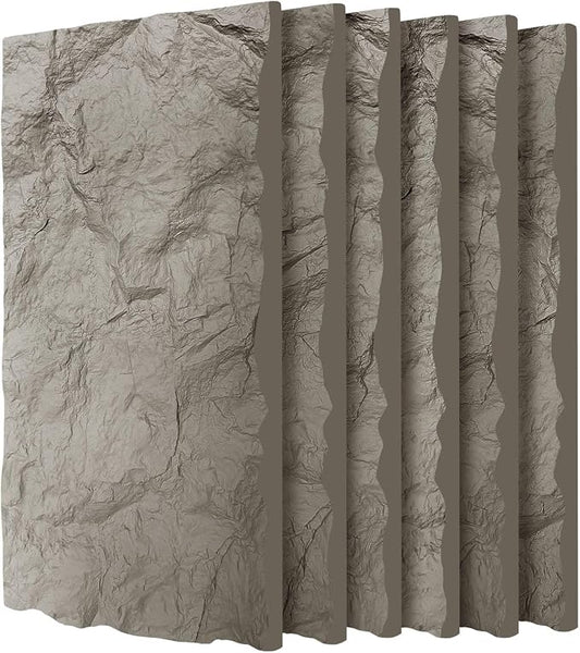 3D Faux Stone Wall Panels, Lightweight & Waterproof Accent Marble Rock Skin by Gahowlen