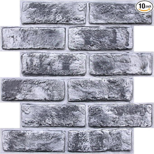 COMSTICKC 3D Faux Brick Wall Panels Peel and Stick, Small Size Thin PVC by COMSTICKCDECOR