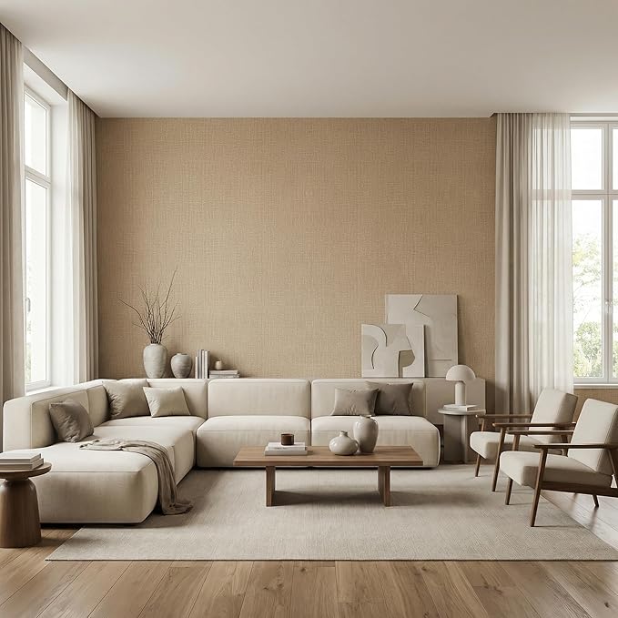 WADILE Grasscloth Peel and Stick Wallpaper 15.7in x 393.7in, Textured Contact - Image 3