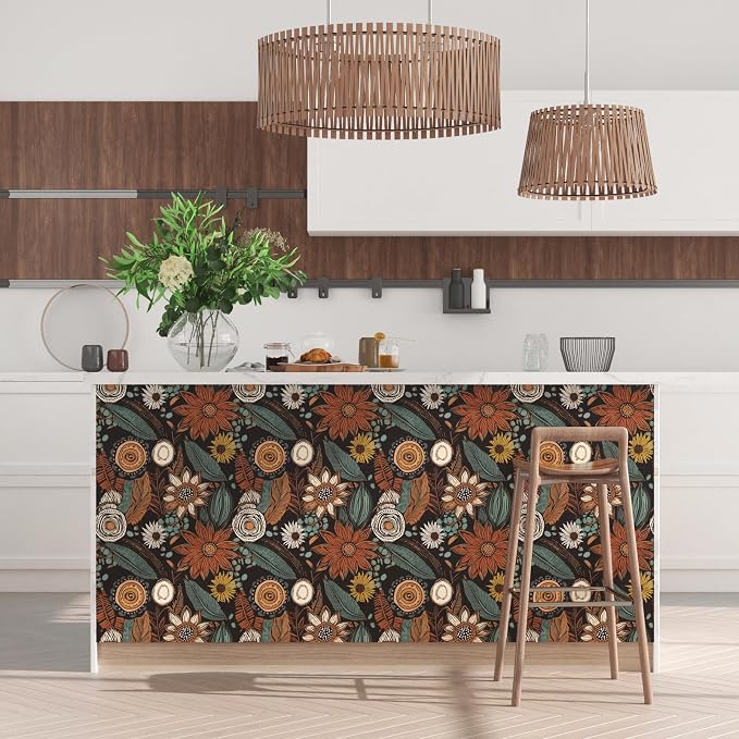 Boho Floral Wallpaper Peel and Stick, Vintage Botanical Contact Paper 17.5" x - Image 7