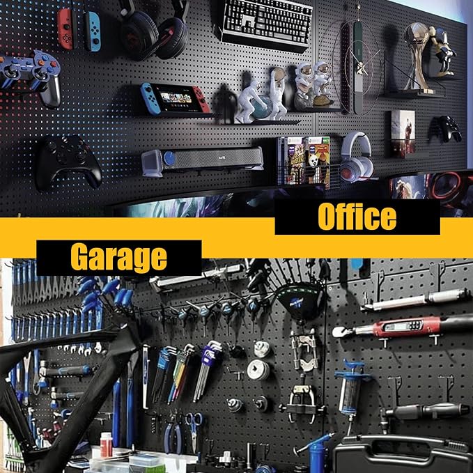 Spampur Peg Board, 4 Pack Metal Pegboard Panels Black Pegboards Wall Organizer - Image 7