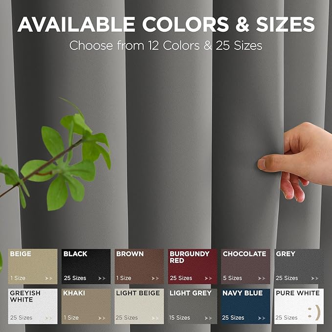 Joydeco Blackout Patio Sliding Door Curtains 108 Inches Long, Grommet Privacy Room Divider Curtains, Extra Wide Thermal Blackout Drapes for Bedroom Living Room (Light Grey, 100Wx108L, 1 Panel)