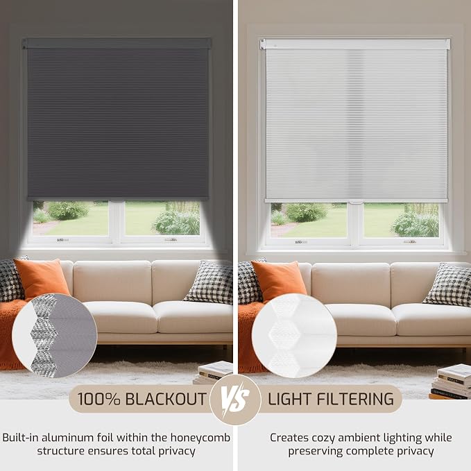 Grandekor No Drill No Tools Cordless Cellular Shades, 45.5" W x 64" H, UV - Image 7