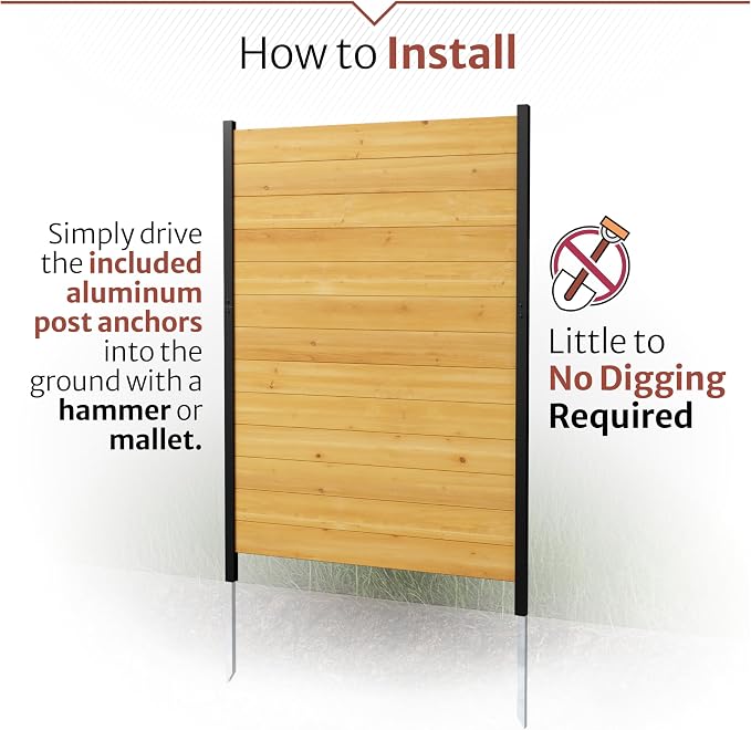 5ft H x 3.2ft W No Dig Enclo Fairmont Cedar Wood Privacy Screen, Great to Hide - Image 4
