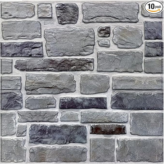 COMSTICKC 3D Faux Stone Wall Panel Peel and Stick Wall Tiles, Ultra-Light Thin by COMSTICKCDECOR