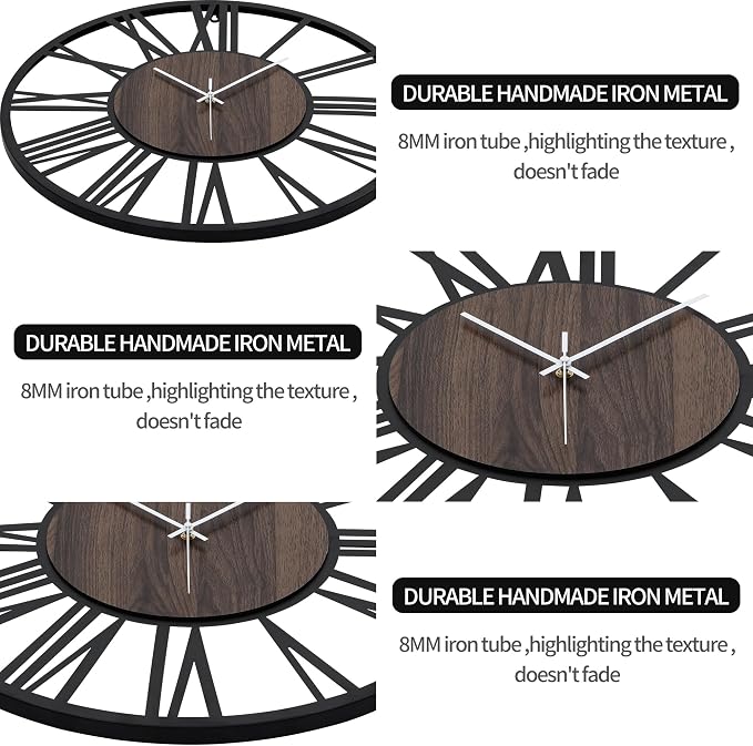 LEIKE Large Wall Clocks, Non Ticking, Battery Operated Small Vintage Round - Image 4