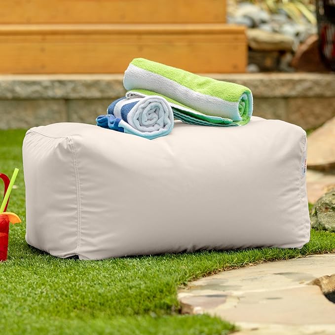 Jaxx Leon Outdoor Bean Bag Ottoman, White