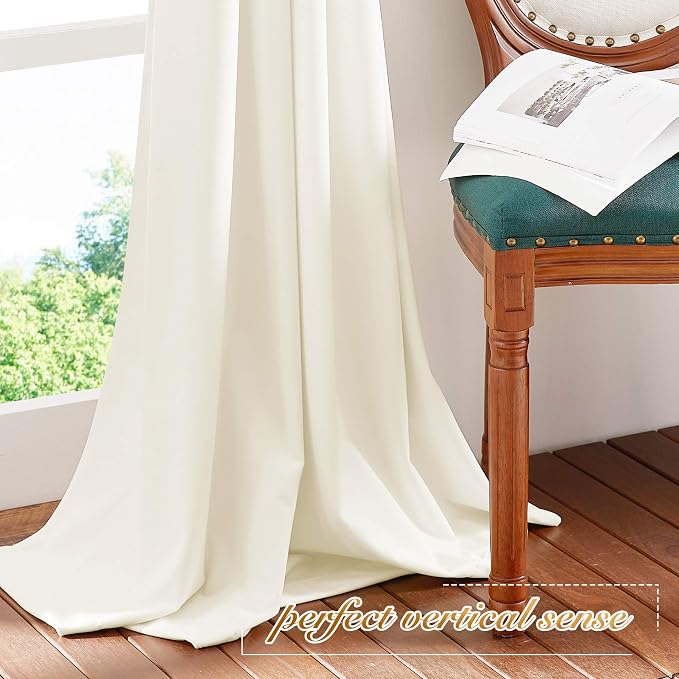 NICETOWN Thermal Insulated Velvet Curtains Ivory 96 Inch Length, Heavy Duty - Image 6