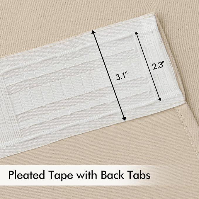 MIULEE Cream Beige Back Tab Light Blocking Curtains 132 Inch Length 2 Panels Set - Image 4