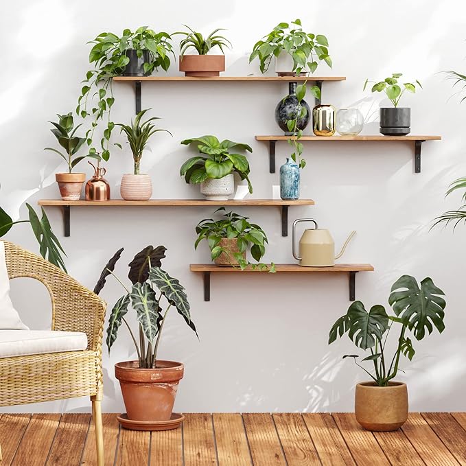 DINZI LVJ Long Wall Shelves, 23.6 Inch Wall Mounted Shelves Set of 2, - Image 2