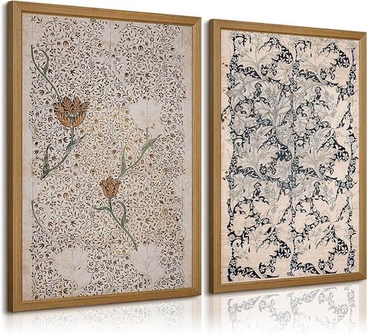 Vintage Botanical Wall Art Prints Set of 2 Antique Sketch Wall Art Decor by Unknown