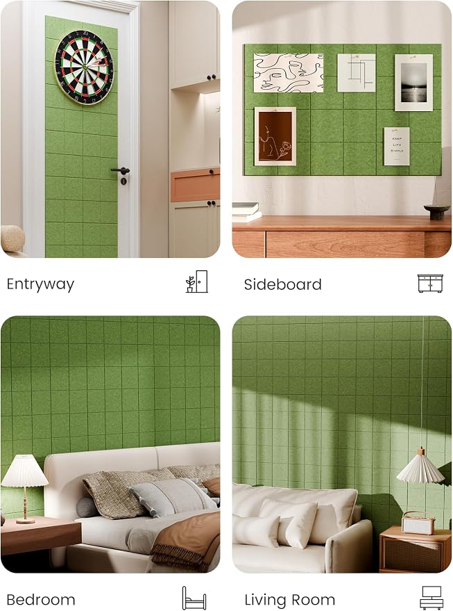 Bumusty Large Felt Bulletin Board, 30 Push Pins, 40 Adhesive Tabs, Kelly Green - Image 5