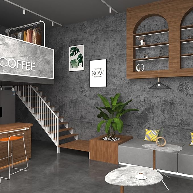 3YECAO 16"×118" Thick Blue Grey Peel and Stick Concrete Wallpaper 3d Faux Gray - Image 2