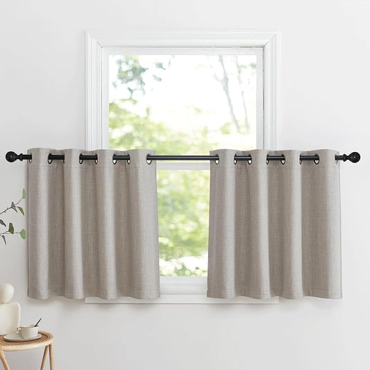 NICETOWN Thick Living Room Valances 24 inches Long, Farmhouse Grommet Faux by NICETOWN