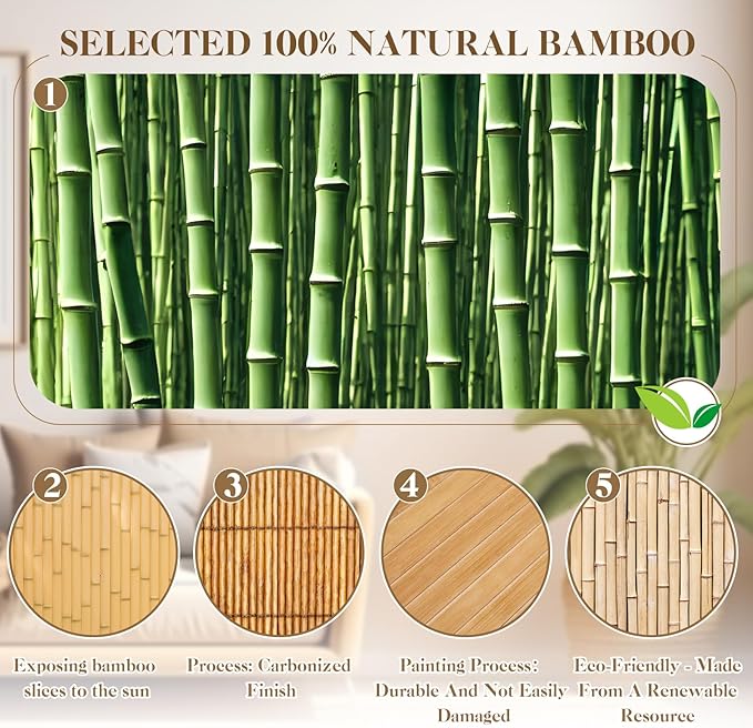 Juexica 4 Pcs Natural Bamboo Wall Panel - Image 4