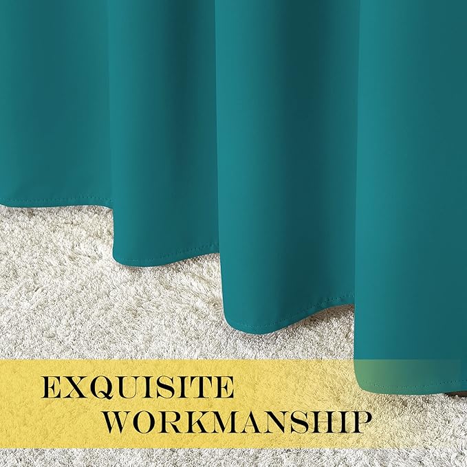 NICETOWN Blackout Peacock Teal Curtain & Drape for Bedroom - Grommet Top Thermal Insulated Room Darkening Energy Saving Privacy Drapes for Night Shift, 1 Piece, W52 x L63