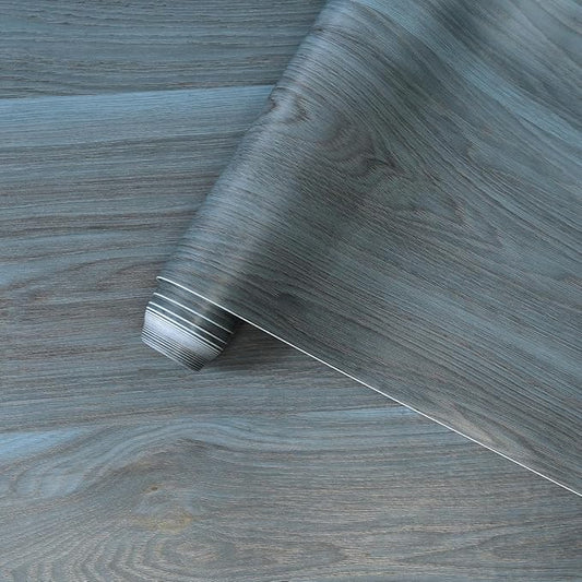 BOMENG Large Blue Wood Grain Contact Paper Peel Stick Waterproof Oak Wood Look by BOMENG
