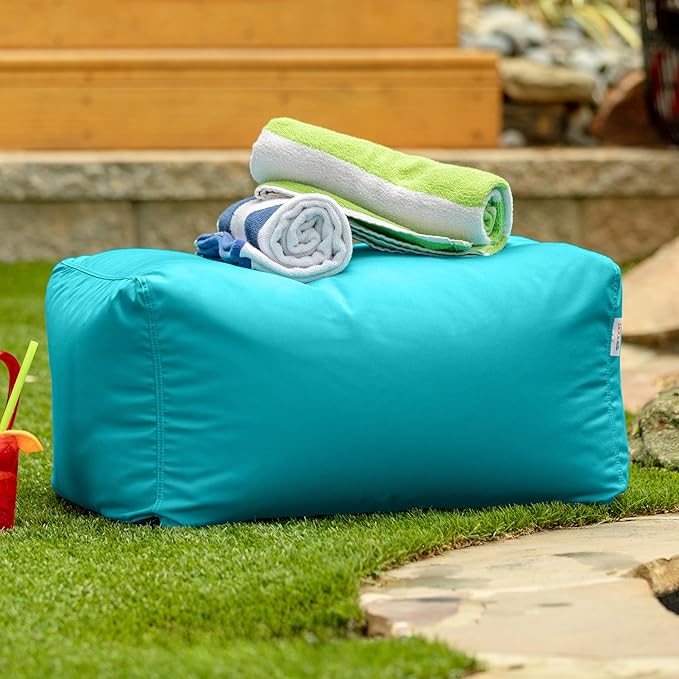 Jaxx Leon Outdoor Bean Bag Ottoman, Cancun Blue