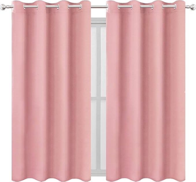 LEMOMO Pink Blackout Curtains 66 x 63 Inch Length/Set of 2 Curtain - Image 2