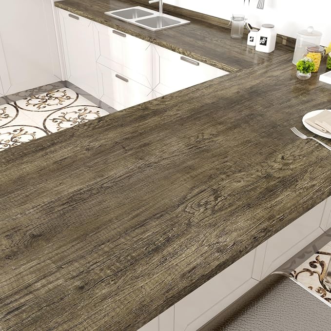 WESTICK Wood Countertop Wallpaper 394" x 15.8" Vintage Brown Wood Contact Paper - Image 2