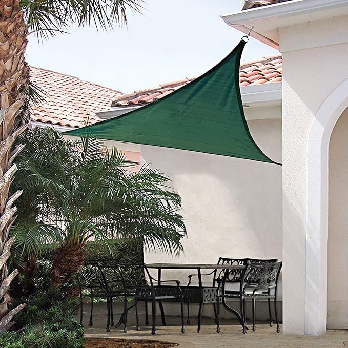E&K Sunrise 19' x 19' x 19' Sun Shade Sail Triangle Canopy Shade Cover UV Block for Patio Backyard Garden Outdoor (Green)