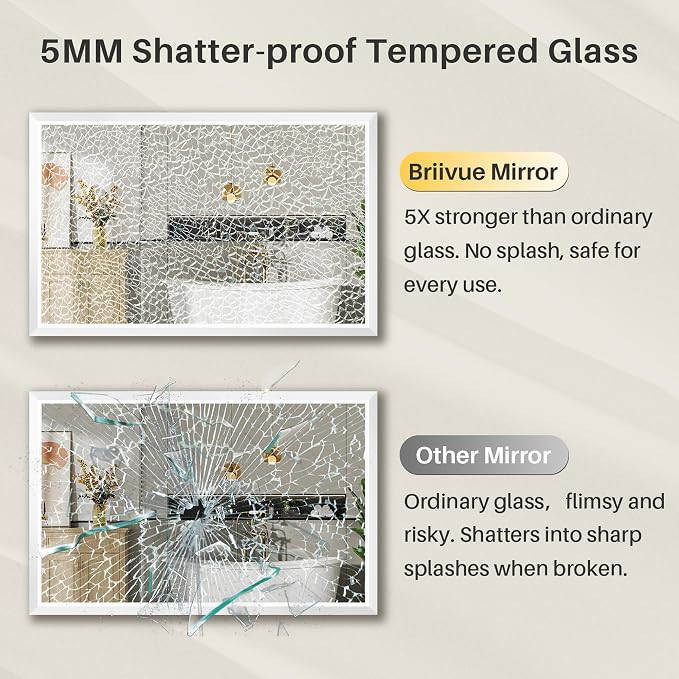 22x30 Inch White Bathroom Mirror - Image 8